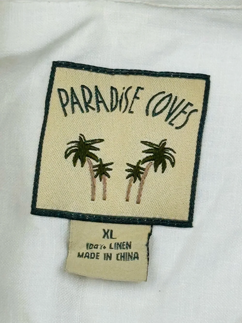 Paradise Coves 100% Linen Short Sleeve Button Up Shirt. Size XL.